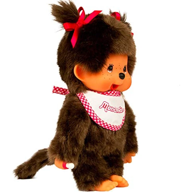 BANDAI Monchhichi 25555, Kuscheltier in Rose mit klassischem Lätzchen und vielfältigen Designs – Bild 2