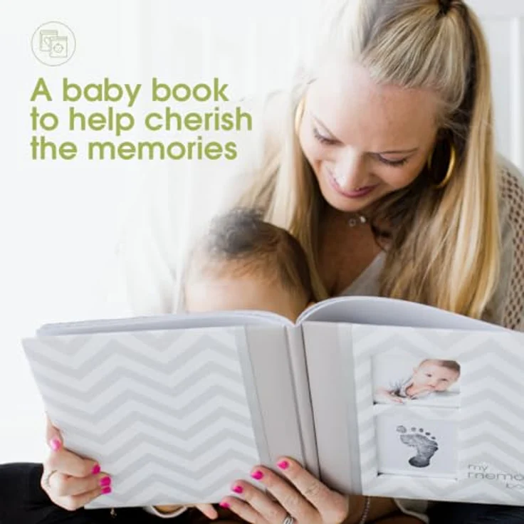 Pearhead P62200 Chevron Babybuch mit Clean Touch Stempelkissen, grau (Texte auf Englisch) – Bild 6