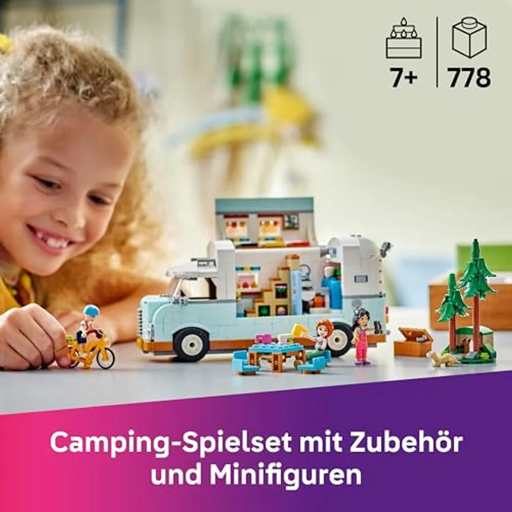 LEGO Friends Wohnmobil, Bauset mit 3 Minifiguren und Frettchen Tierfigur, kreatives Spielset für Camping-Abenteuer, Geschenk für Mädchen ab 7 Jahren – Bild 2