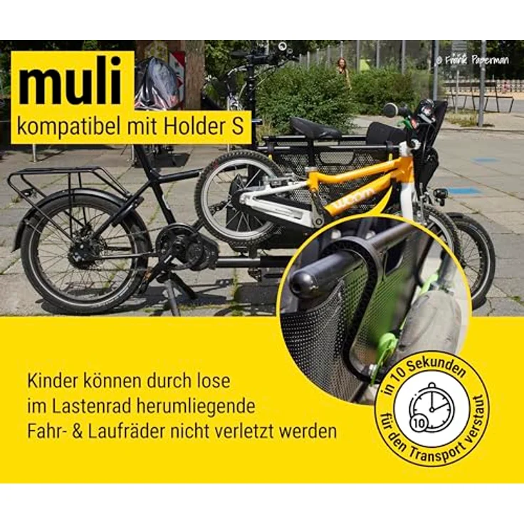 Frank Paperman Fahrradlastenanhänger Kinderfahrrad-Halterung Lastenrad Transporthaken Babboe, Bakfiets, Muli, Laufrad - Robuste Kinderfahrrad-Halterung für Lastenräder – Bild 6