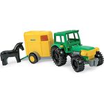 Wader Traktor mit Pferdeanhänger im Karton, Spielzeugauto für Kinder ab 1 Jahr, beweglicher Anhänger, Pferdefigur enthalten