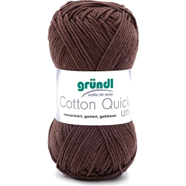 Gründl Cotton Quick Uni Strickgarn/Häkelgarn (farbenfrohes Garn aus 100 % Baumwolle, OEKO-TEX zertifiziert, 50 g / 125 m, Nadelstärke: 3 - 4, 1 x 50 g), Schokolade – Bild 1