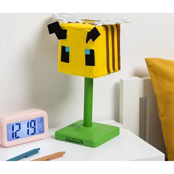 The Other Minecraft – Biene – Flauschige Dekolampe „Softglo“ mit USB-Ladefunktion, 30 cm hoch, sanfte LED-Beleuchtung – Bild 1