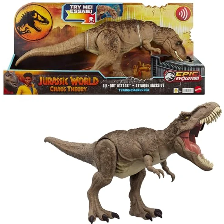 Mattel® Actionfigur Jurassic World All-Out Attack Tyrannosaurus Rex, mit Beißbewegung und Brüllgeräuschen, grün – Bild 2