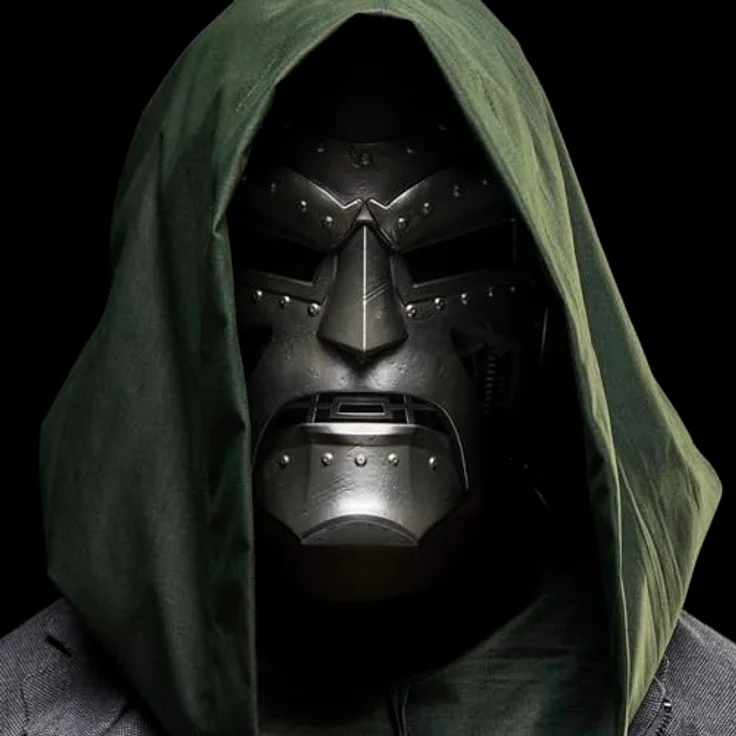 Hasbro Marvel Legends Doctor Doom Rollenspiel Replica Helm, 1:1 Maßstab mit grüner Stoffkapuze und Ständer – Bild 8
