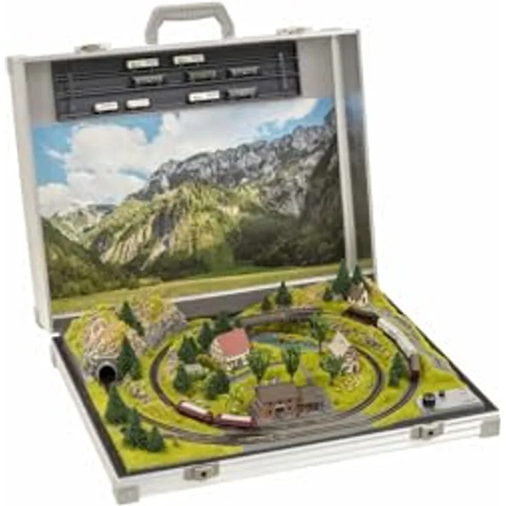 Noch Modellbahnkoffer „Serfaus“, mit Märklin Mini-Club Gleisen, Spurweite Z, ideal für Reisen und unterwegs