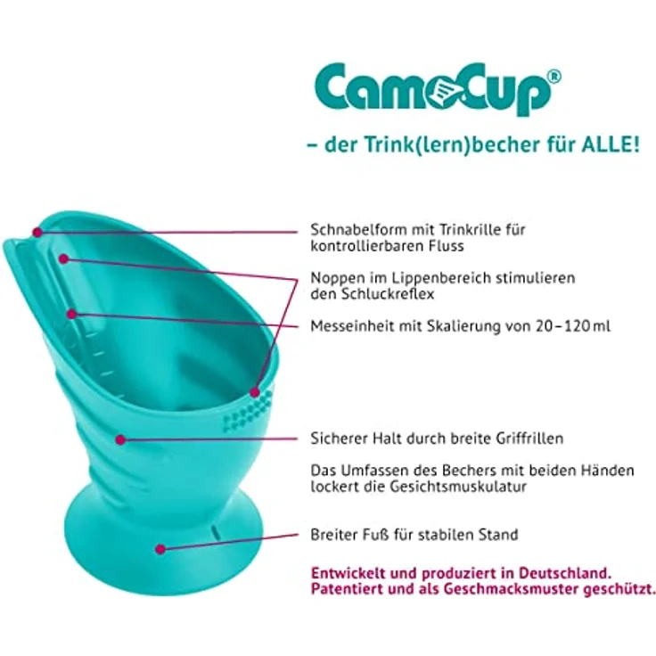 Hoppediz CamoCup Trinklernbecher, schnabelförmig, auslaufsicher, BPA-frei, für Babys und Erwachsene mit sensomotorischen Einschränkungen, Salbei – Bild 5