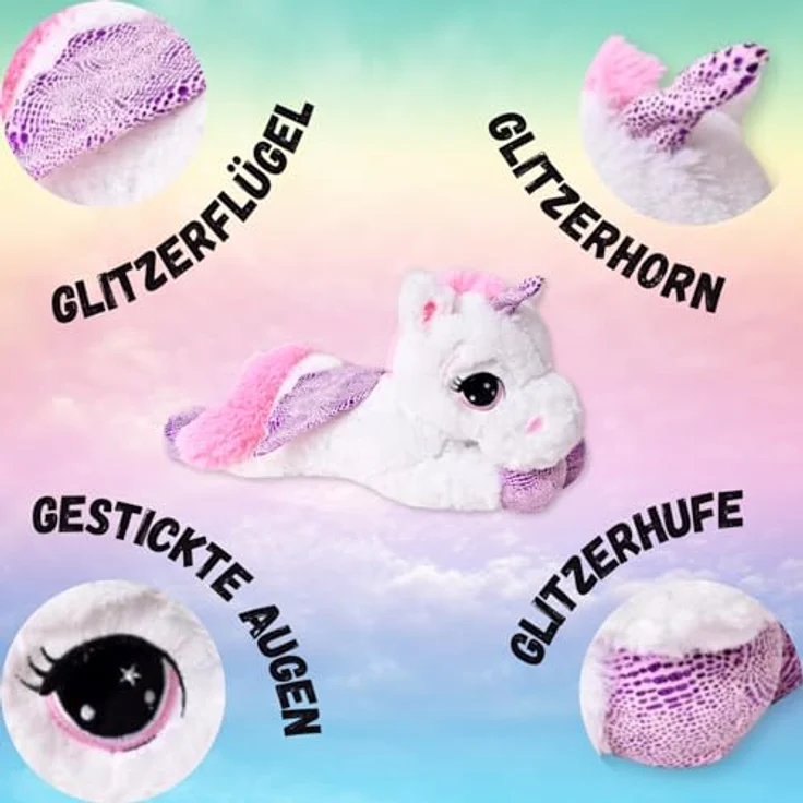 TE-Trend Einhorn Plüschtier 60cm Weiß, Kuscheliges Stofftier für Kinder mit magischem Design und sicheren Materialien – Bild 4