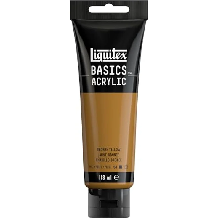 Liquitex Basics Acrylfarbe Bronzegelb, 118ml Tube, lichtecht, mittlere Viskosität, seidenglänzend, monopigmentiert, Archivqualität – Bild 2