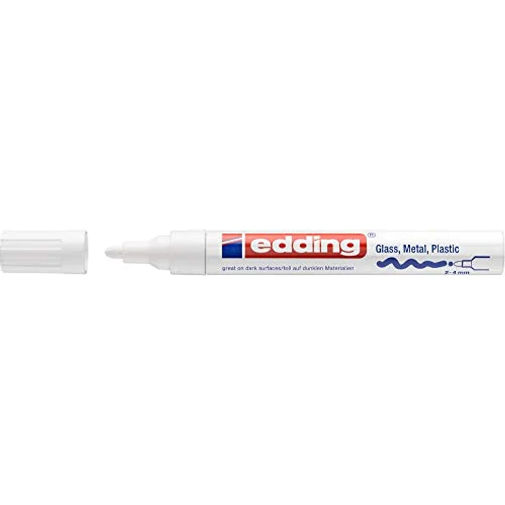 Edding 4-750-9-049 Marker Malerei 750 mittlere Spitze Zeichnung Tinte lackiert blickdicht alle Arten Materialien robust Wärme 2 – 4 mm weiss – Bild 2