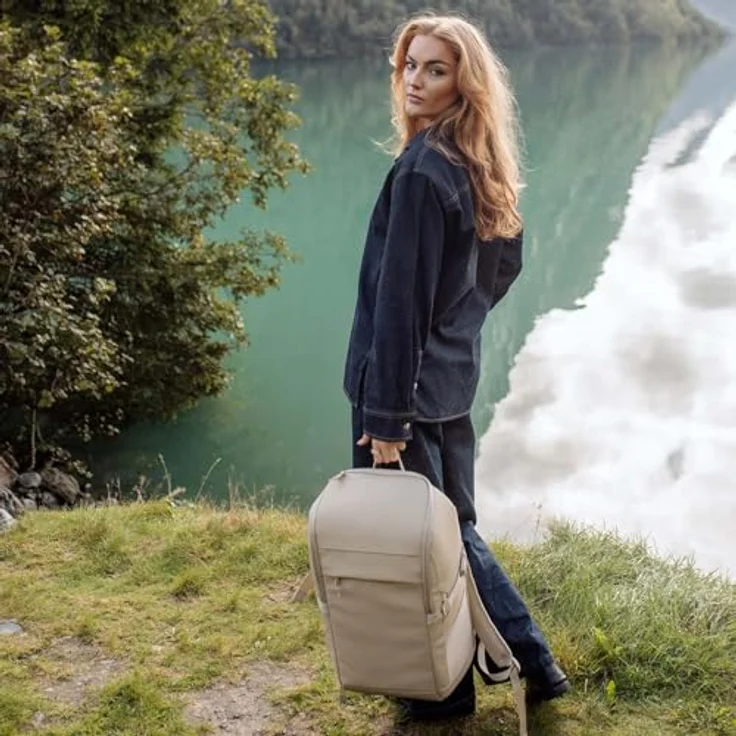 Beckmann Norway Rucksack Street FLX, Schulrucksack in Beige, 30-35l erweiterbar, witterungsbeständig mit Laptopfach – Bild 8