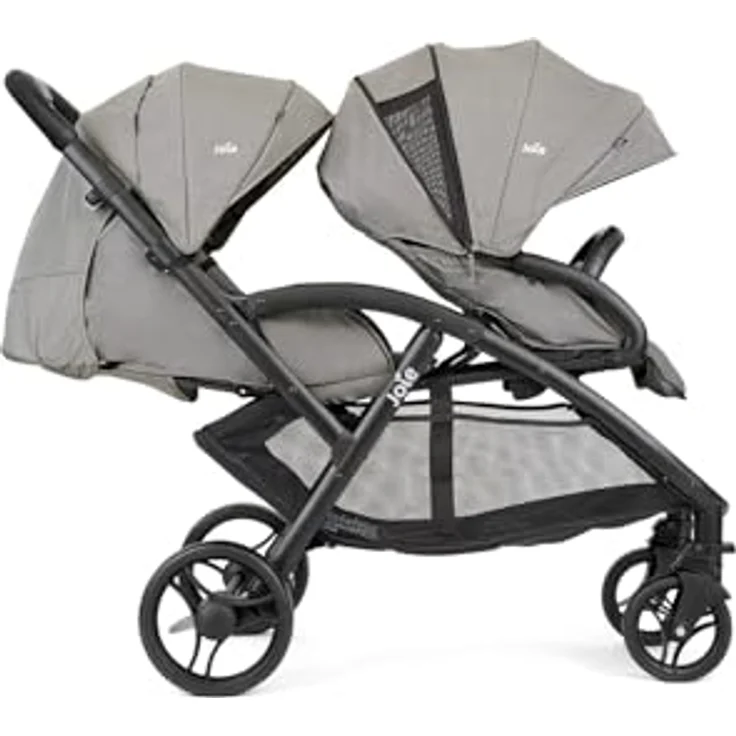 Joie Evalite Duo Zwillingswagen mit Regenverdeck, ultraleicht, ab Geburt bis 30 kg, SureLock™-Mechanismus, UV-Schutz 50+, 4-Rad-Einzelfederung, Coal, Gray Flannel – Bild 4