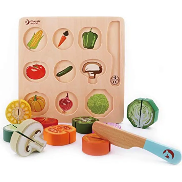 Classic World Holz Schneiden Gemüse Puzzle Spielzeug, bunt, lehrreiches Rollenspiel für gesunde Ernährung