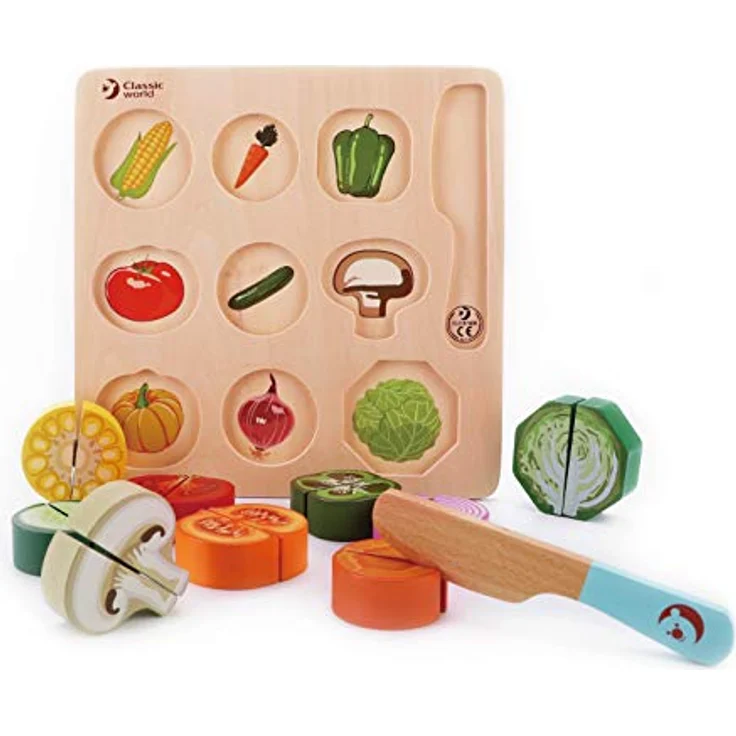 Classic World Holz Schneiden Gemüse Puzzle Spielzeug, bunt, lehrreiches Rollenspiel für gesunde Ernährung – Bild 1