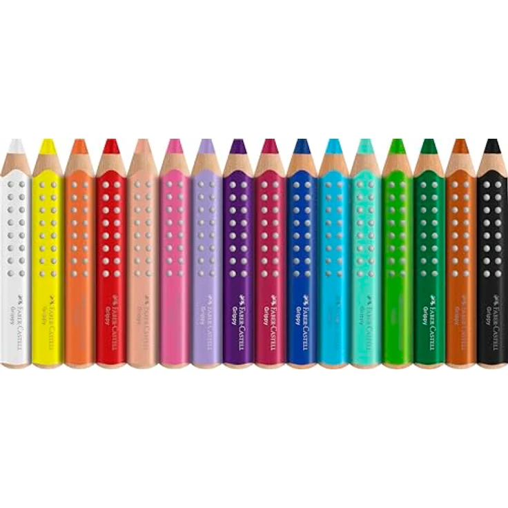 Faber-Castell Grippy 110645, Buntstift Set (16-tlg) mit ergonomischer Dreikantform und sicherem Anspitzer, bruchfest und wasservermalbar – Bild 3