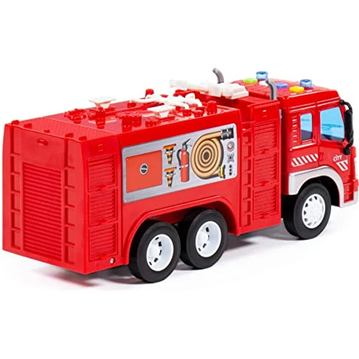 Feuerwehr LKW Kinder Spielzeug City Schwungrad Löschfahrzeug mit Licht Sound – Bild 3