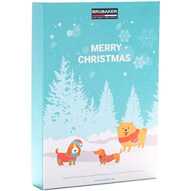 BRUBAKER Hunde Adventskalender zum Befüllen, DIY Weihnachtskalender mit 24 Türchen für Leckerlis und Snacks, Blau – Bild 3