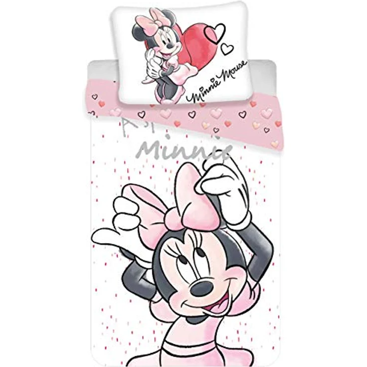 Disney Minnie White Bettwäsche Baumwolle Bettbezug Einzelbett, 100 % Baumwolle, maschinenwaschbar – Bild 1