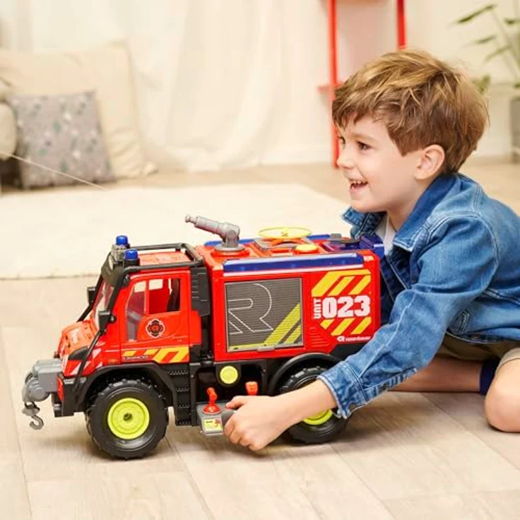 Dickie Toys Unimog U530 Fire Rescue (50 cm) - Großes Feuerwehrauto mit Wasserspritze & Seilwinde per Stick-Controller, Kinder-Spielzeug ab 3 Jahre mit Licht & Sound, inkl. Batterien – Bild 7