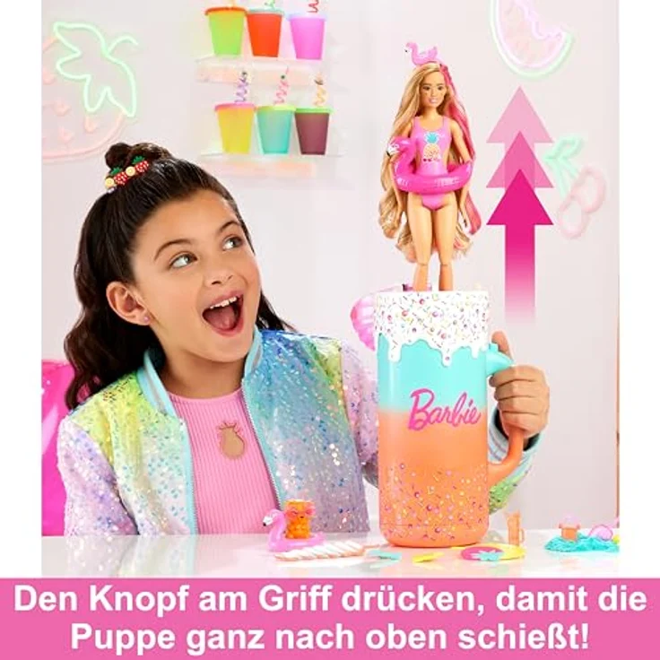Barbie Anziehpuppe Pop! Reveal, Tropical Smoothie - Parfümierte Puppe mit Farbwechsel-Make-up, inklusive Squishy-Tier und formbarem Sand – Bild 3