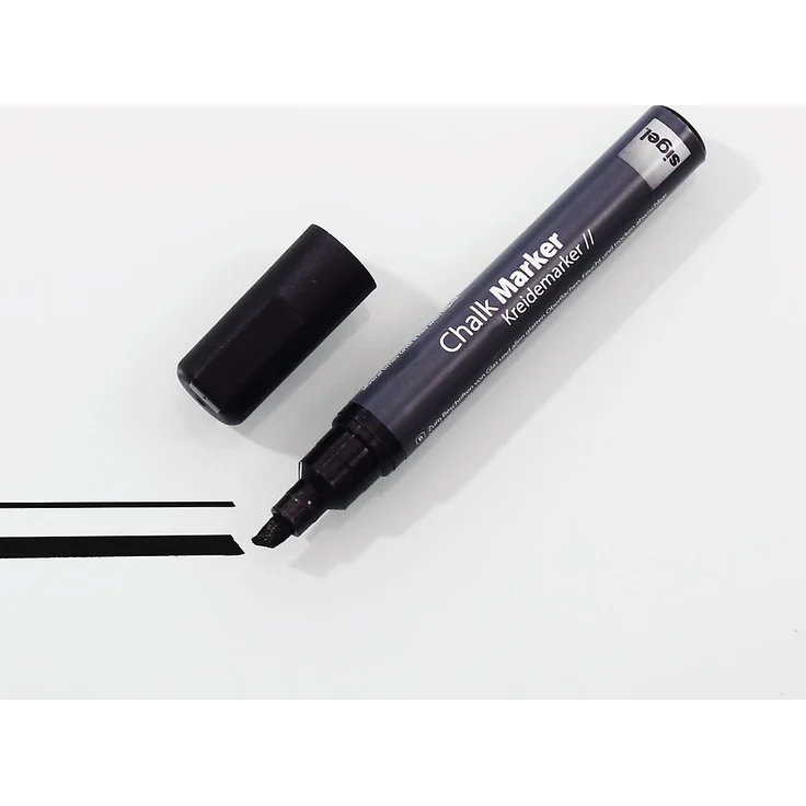 Sigel artverum Kreide Marker, Schwarz, 5 mm, flüssige Kreide auf Wasserbasis, rückstandsfrei abwischbar