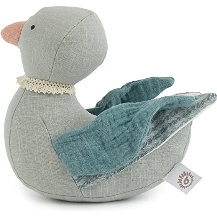 Bieco Enten Kuscheltier | 20 cm | Leinen & Baumwoll Kuscheltier für Babys | Stuffed Animal | Ente Stofftier Baby | Baby Kuscheltiere | Plüsch Ente aus Leinenstoff & Musselin | Baby Kuscheltier Ente