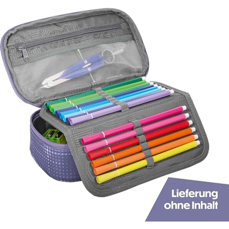 Coocazoo Mäppchen „Lavender Sky”, lila, Federmäppchen mit großem Hauptfach, Reißverschlussfach und Stiftehaltern für bis zu 21 Stifte, ab der 3. Klasse – Bild 2