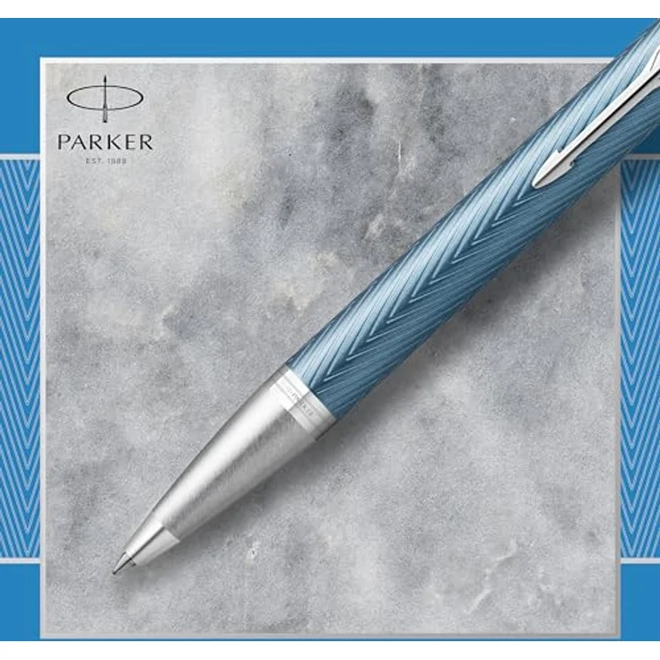 Parker Kugelschreiber IM Premium M, eleganter Schreibstift mit Quinkflow-Tinte, blau-grau – Bild 4