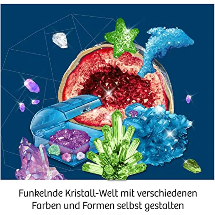 KOSMOS 645601 Kristalle züchten - Lass faszinierende Kristalle wachsen - Komplett-Set, glitzernde Blitzkristalle, Schatztruhe, Deko, Experimentierkasten - Kinder ab 10-14 Jahre – Bild 2