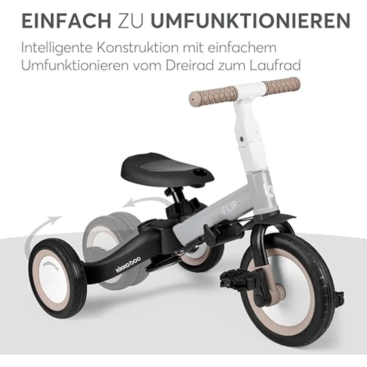 Kikkaboo Dreirad Flip 5 in 1, Stahlrahmen, rutschfeste Griffe, verstellbar, Kohlenstoffstahl, blau – Bild 7