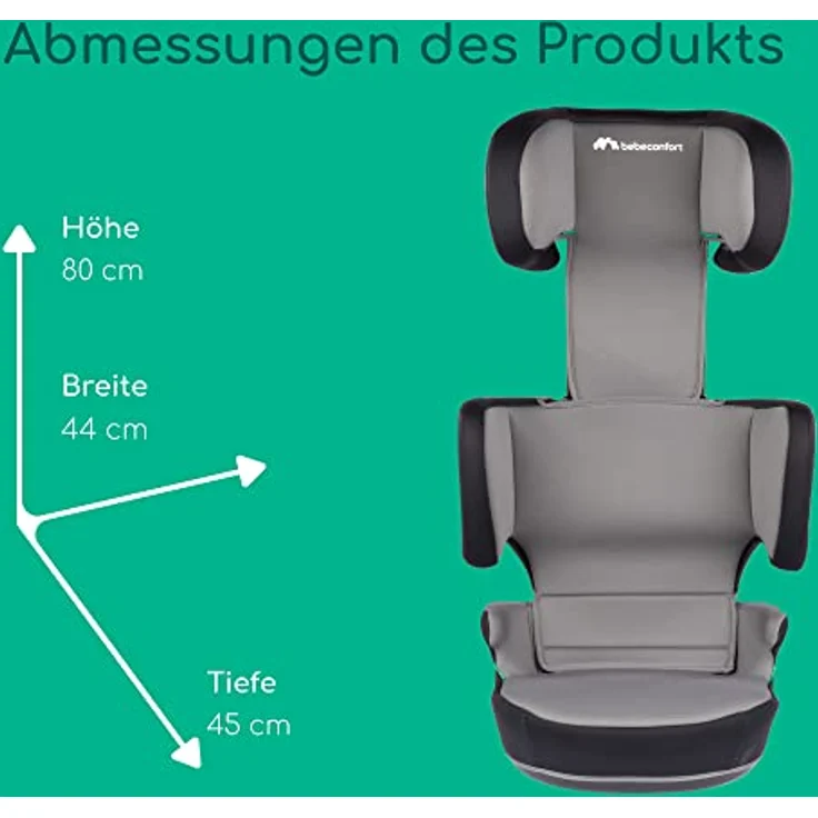 Bebeconfort Road Fix i-Size Sitzerhöhung, ISOFIX-Kindersitz, i-Size-Kindersitz, ab 3,5 Jahre bis zu 12 Jahren, 15-36 kg, 100-150 cm, Grey Mist – Bild 9