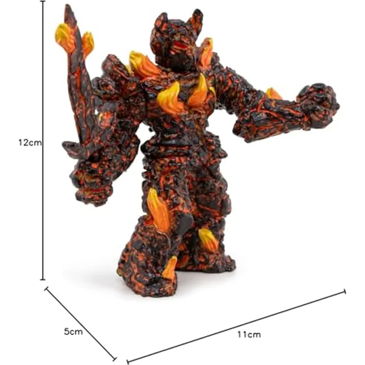 Papo Deutschland GmbH Feuer-Golem 5, detailreiche Sammelfigur in Schwarz und Orange, 15 cm mit Waffe – Bild 11