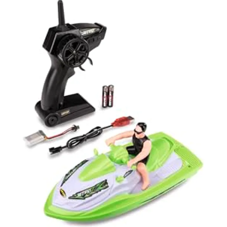 Carson 500108052 Jetski, ferngesteuertes Boot 2.4GHz mit 30 Minuten Fahrzeit, grün