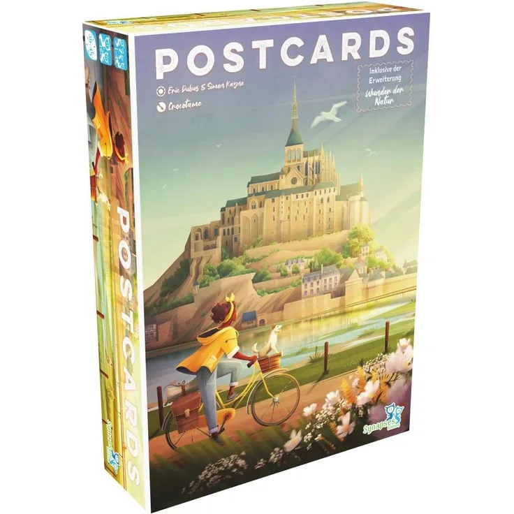 Synapses Games Postcards – Frankreich Reisespiel, Brettspiel für Familien mit taktischem Handkarten-Management und Zeltlager-Mechanik