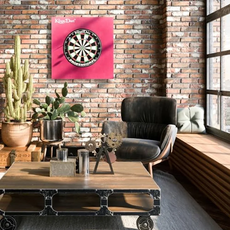 Kings Dart Dart-Set, Dartboard Komplettset mit Sisal-Borsten und Spider-Feldbegrenzung, für Soft- und Steeldarts, inkl. Dart-Surround zum Wand- und Dart-Schutz – Bild 4
