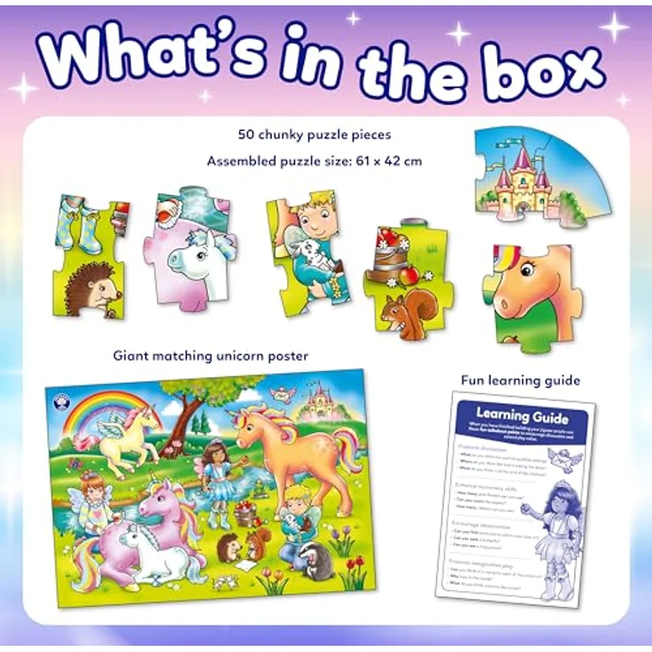 Orchard Toys Unicorn Friends Jigsaw, 50-Piece Shaped Puzzle, Includes Poster and Learning Guide, For Ages 4+, Perfect for Kids who love Unicorns – Bild 5