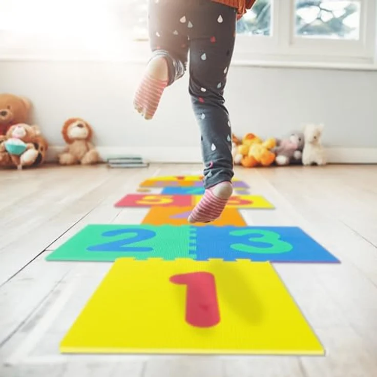 Relaxdays Puzzlematte mit Zahlen, Himmel & Hölle Kindermatte, bunt, schadstofffrei, Schaumstoff – Bild 3