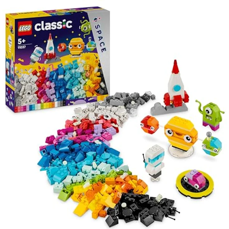 LEGO Classic Kreative Weltraumplaneten, baubares Sonnensystem-Modell für Kinder, Weltraum-Spielzeug mit Rakete, Raumschiff, Planeten und Alien, Geschenk für Kinder, Jungs und Mädchen ab 5 Jahren 11037 – Bild 1