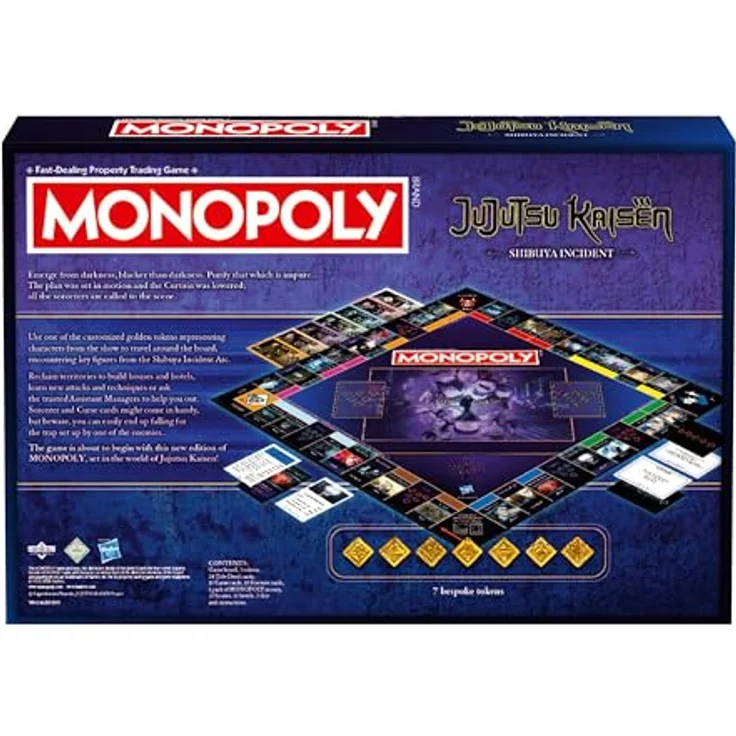 Winning Moves Jujutsu Kaisen Monopoly, klassisches Brettspiel für 2-6 Spieler, mit 7 Spielsteinen und JJK-Themenkarten – Bild 3