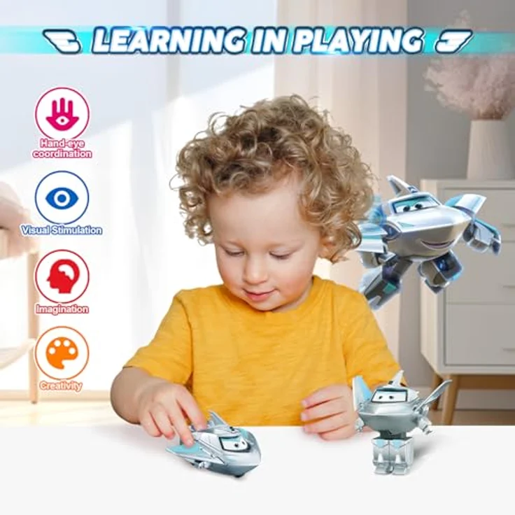 Super Wings Transformations-Flugzeug Traver, 2-in-1 Action Figur, 5 cm großes Spielzeug, Silver, für Jungen und Mädchen ab 3 Jahren – Bild 5