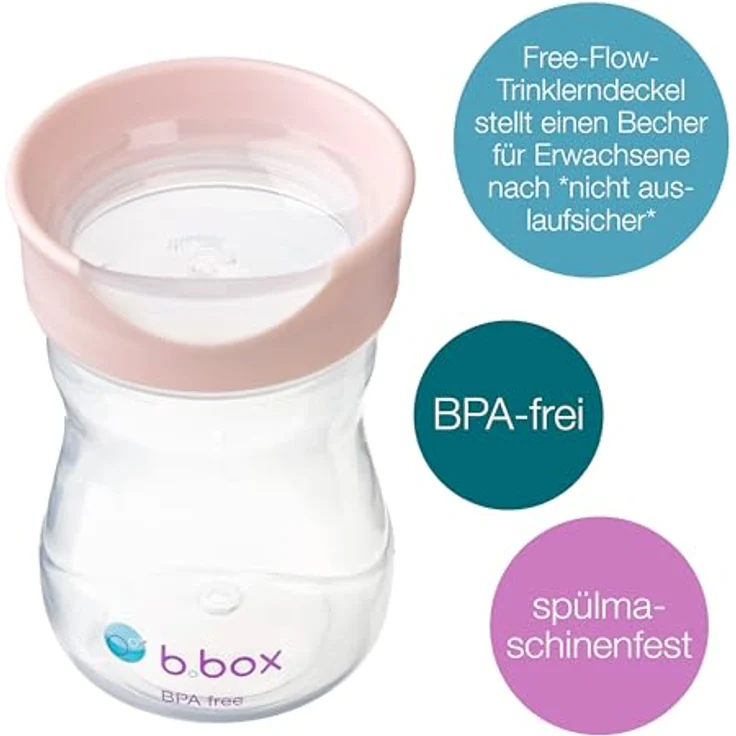 B.Box Trainer Cup Trainingsbecher Blush, 240 ml, BPA-frei, für Kinder ab 12 Monaten, spülmaschinenfest – Bild 2