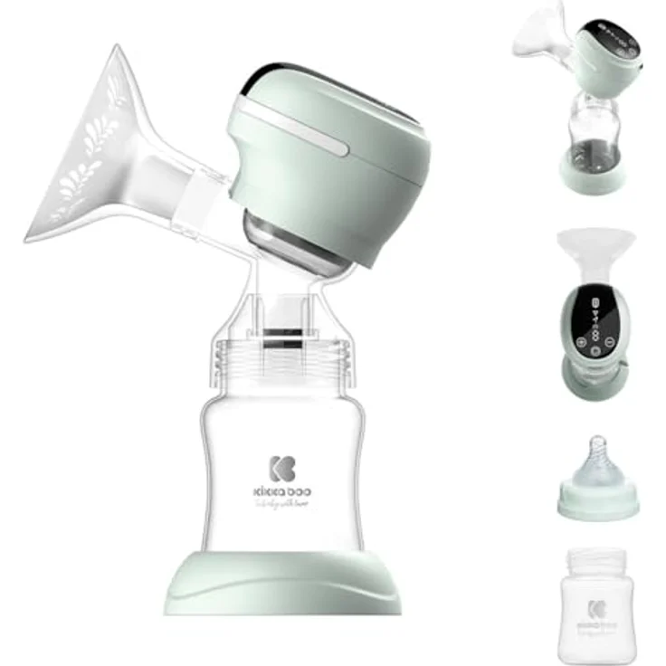 Kikkaboo elektrische Milchpumpe Leia Plus, mit Speicherfunktion, 9-stufiger Saugkraft, LED-Touchscreen, Farbe: hellgrün – Bild 1