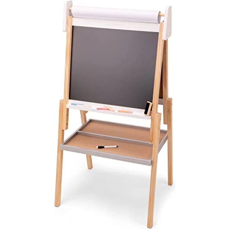 Mercator Medical New Classic Toys Blackboard, Magnetisches Whiteboard mit Kreiden, Marker und Schwamm, höhenverstellbar (110-114,5 cm) – Bild 1
