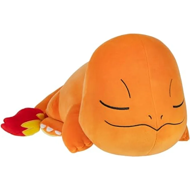 Bizak Charmander 63220075 Plüschtier, 46 cm, offizielles Pokémon-Plüschtier in Schlafposition aus weichem Material