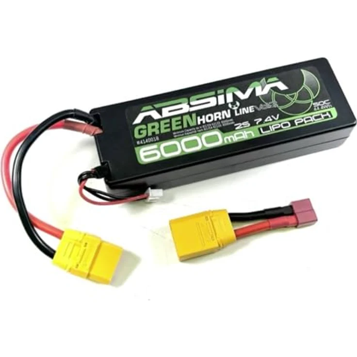 Absima Modellbau-Akkupack (LiPo) 7.4 V 6000 mAh, 2 Zellen, 50 C, Stickform, XT90 Stecker mit T-Plug Adapter – Bild 1