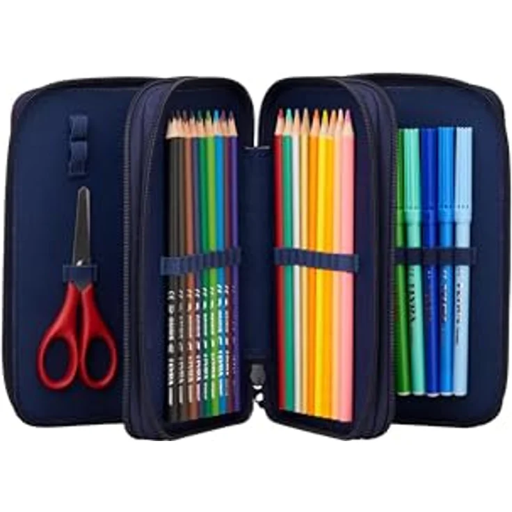 ergobag Maxi Mäppchen Set 40-Teilig, Lyra Bunt- und Filzstifte, Kleingeld Fach, Lineal, Schere Bärlaxy - Lila, Federmäppchen mit umfassender Ausstattung – Bild 4
