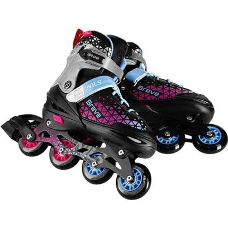 NILS Brave 4-in-1 Inline Skates, Verstellbare Schlittschuhe für Erwachsene und Teenager, Schwarz-Pink-Blau – Bild 5