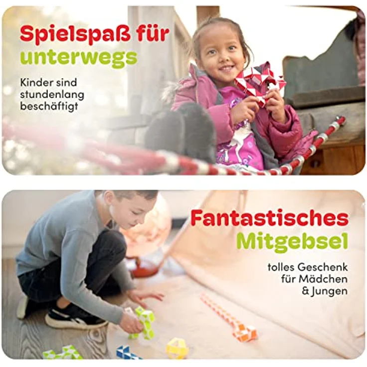 CUBIDI® Original Magic Snake, 3D-Puzzle mit 36 Blöcken in Rot, Anti-Stress Spielzeug für Kinder und Erwachsene, ideal als Mitgebsel oder kleine Geschenke für Kindergeburtstage – Bild 2