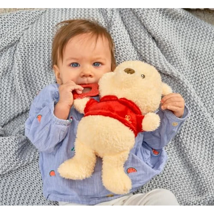 Simba Toys Disney Winnie Puuh Plüschfigur mit Beißhilfe, weiches Kuscheltier für Babys, rot – Bild 6