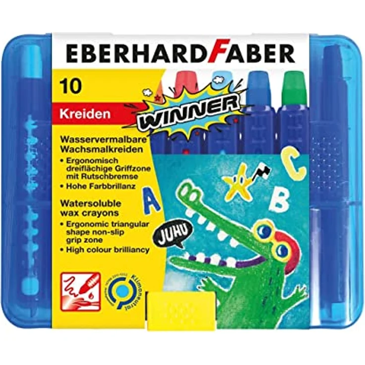 Eberhard Faber 521110 - Wachskreide, wasservermalbar, 10 Kreiden in praktischer Kunststoffbox – Bild 1